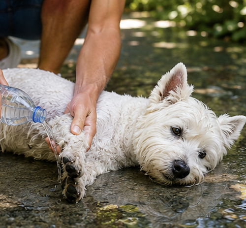 Westie al riparo all'ombra
